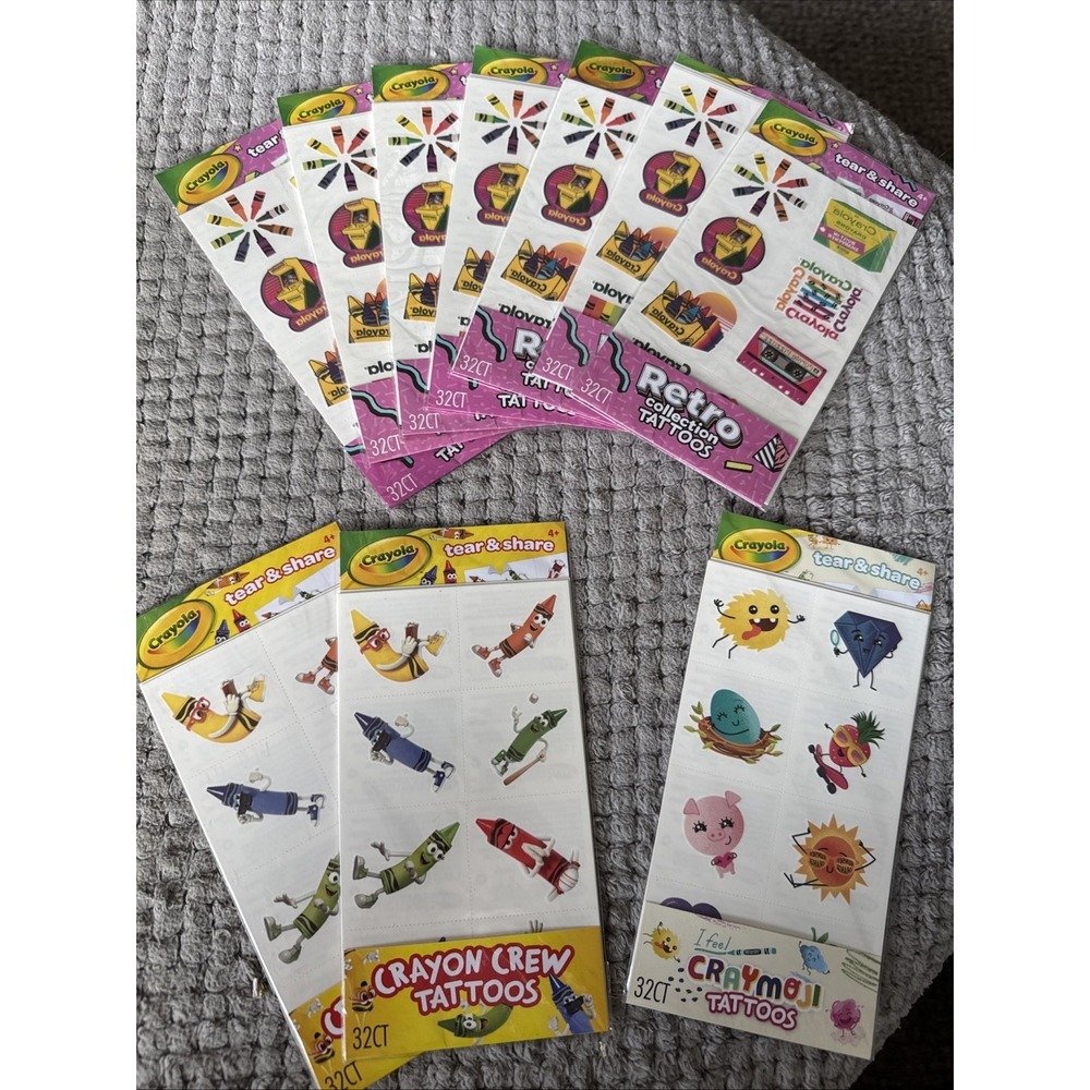 10 packs Crayola Retro Temporary Tattoos 320 total Crayon Crew, Retro , Craymoji